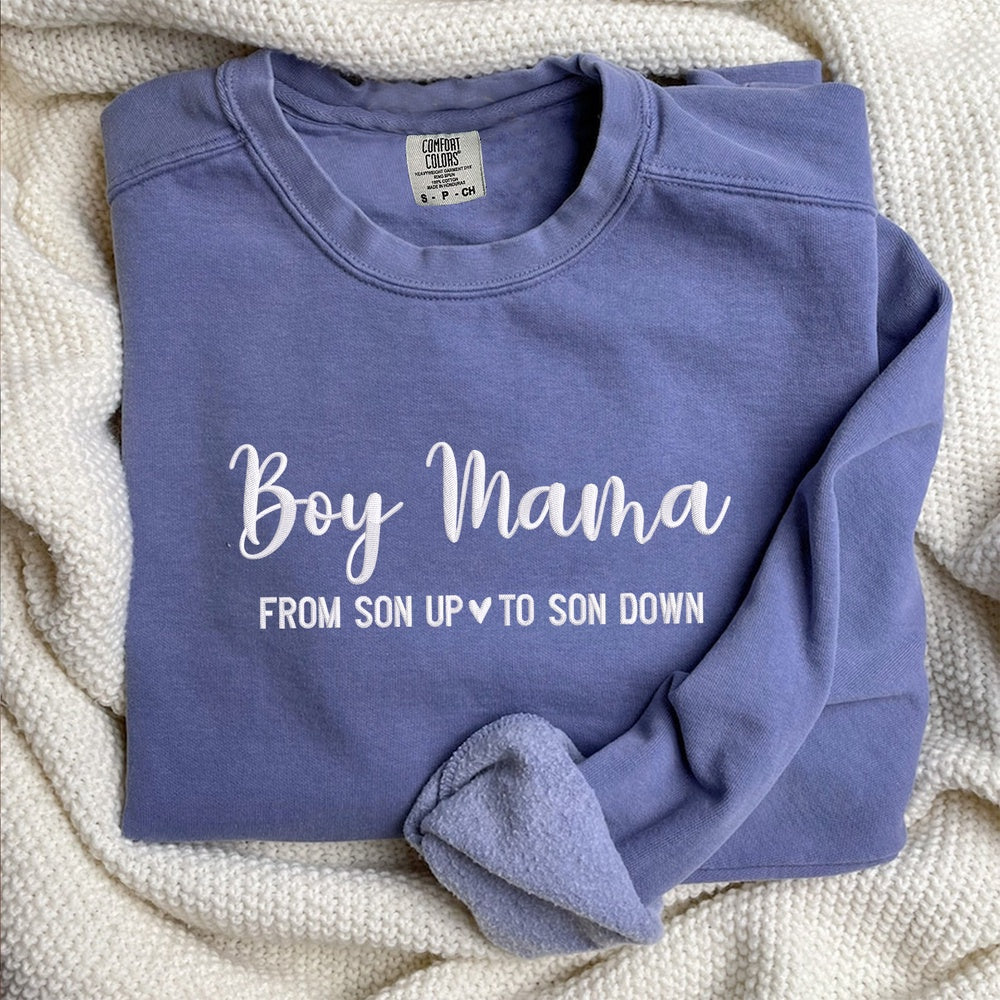 Embroidered Custom Sweatshirts, Embroidered Boy Mama From Son Up To Son Down 3 Sweatshirt, Christmas Gift