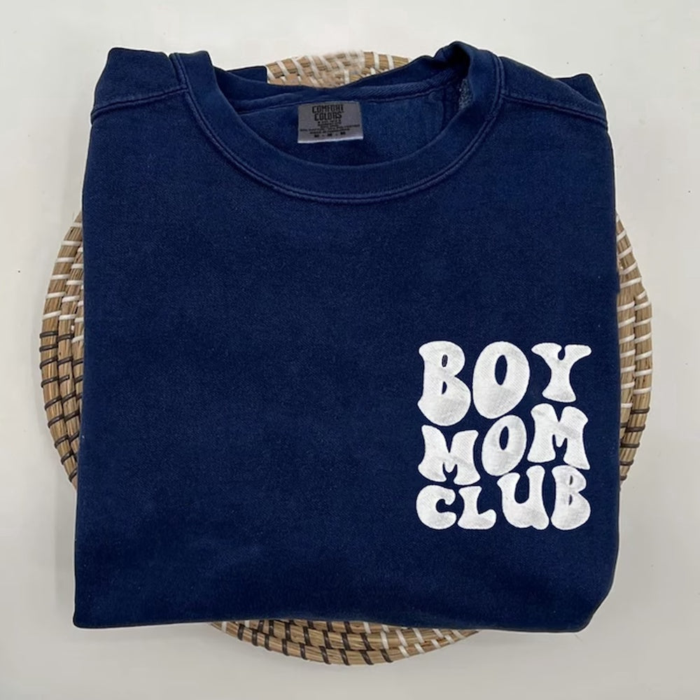 Embroidered Custom Sweatshirts, Embroidered Boy Mom Club Sweatshirt, Christmas Gift