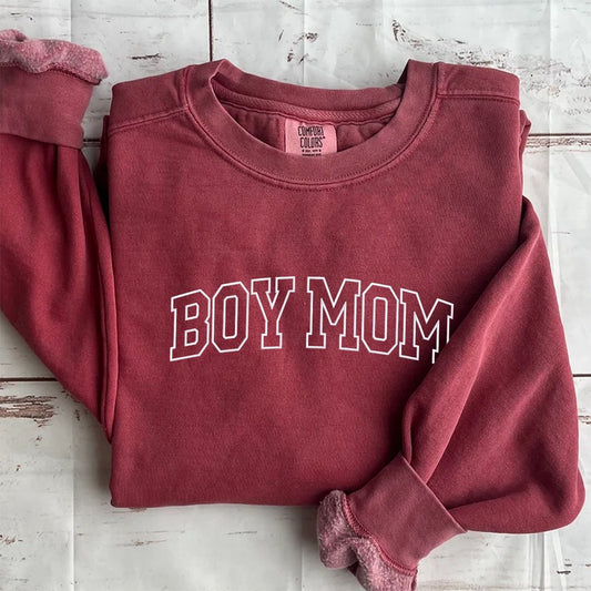 Embroidered Custom Sweatshirts, Embroidered Boy Mom Sweatshirt, Christmas Gift