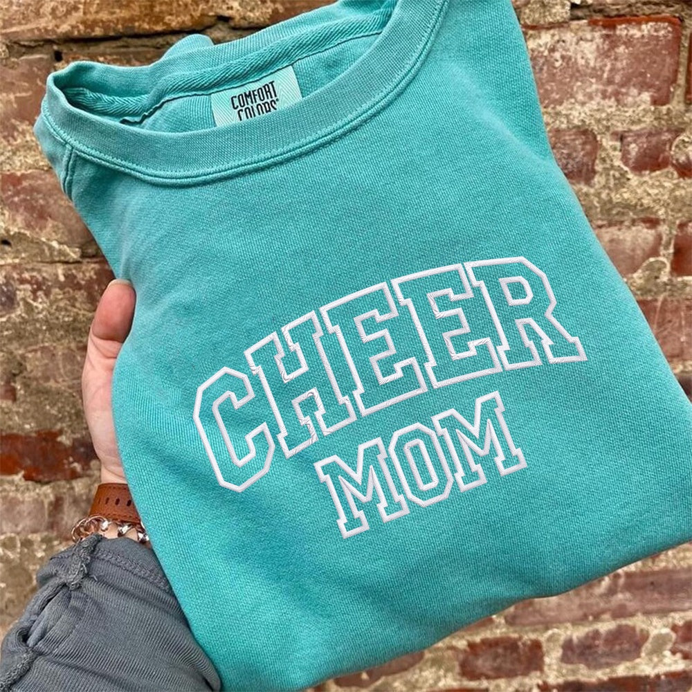 Embroidered Custom Sweatshirts, Embroidered Cheer Mom Sweatshirt, Christmas Gift