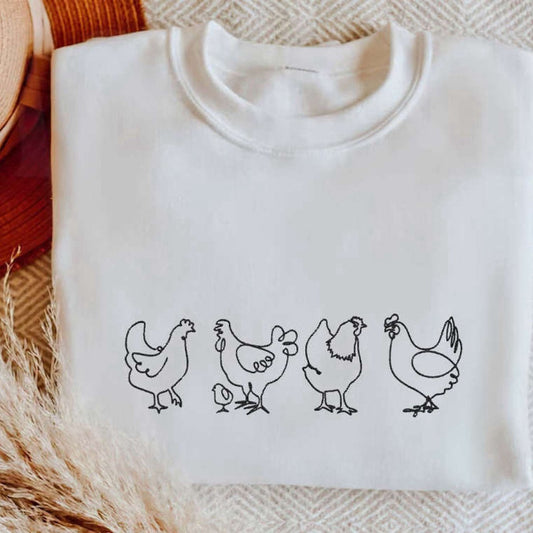 Embroidered Custom Sweatshirts, Embroidered Chicken Sweatshirt, Animal Lover Gift, Gift For Chicken Lover, Christmas Gift