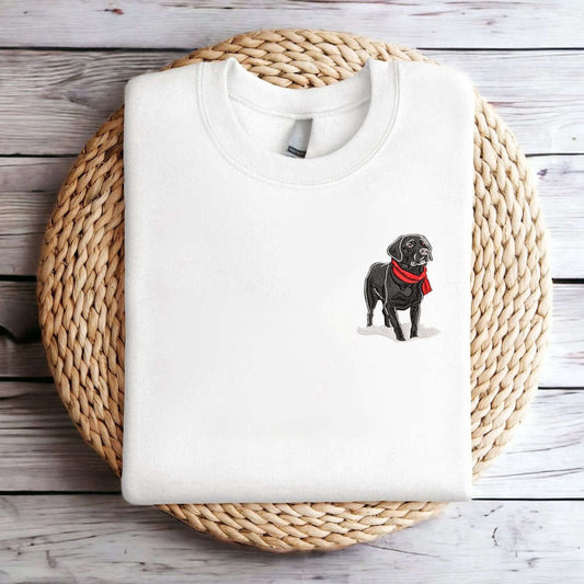 Embroidered Custom Sweatshirts, Embroidered Christmas Dog Sweatshirt, Black Labrador Retriever Dog Sweatshirt For Family, Christmas Gift