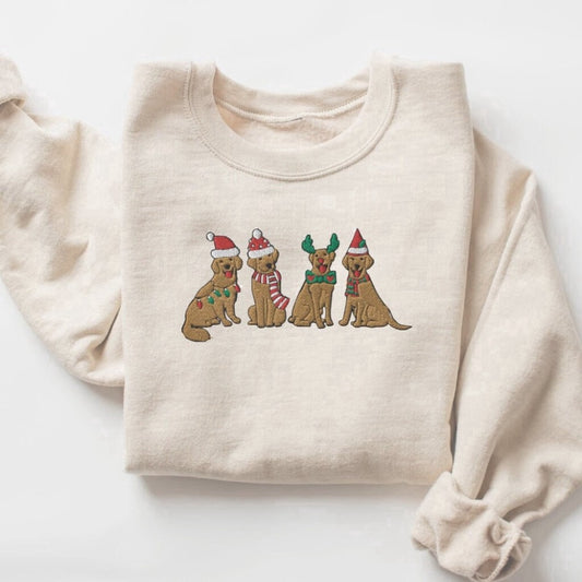 Embroidered Custom Sweatshirts, Embroidered Christmas Dog Sweatshirt, Christmas Dog Crewneck, For Dog Lovers, Christmas Gift