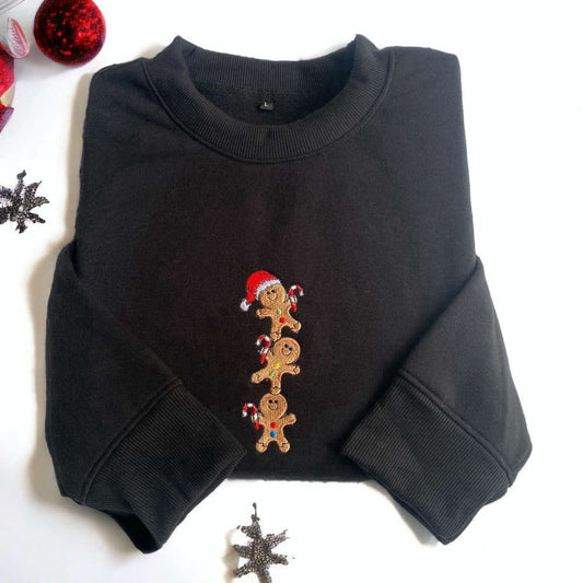 Embroidered Custom Sweatshirts, Embroidered Christmas Gingerbread Sweatshirt Embroidered Ginger Bread For Family, Christmas Gift