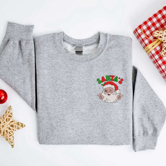 Embroidered Custom Sweatshirts, Embroidered Christmas Santa Sweatshirt, Santa Christmas Sweater For Men And Women, Christmas Gift