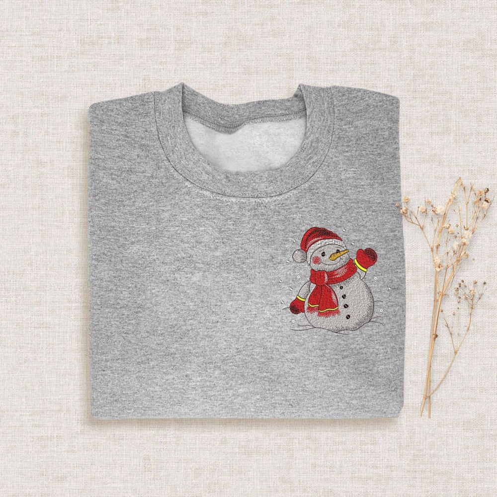 Embroidered Custom Sweatshirts, Embroidered Christmas Snowman Sweatshirt, Embroidery Family Xmas Crewneck For Family, Christmas Gift