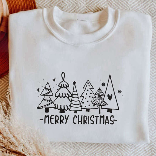 Embroidered Custom Sweatshirts, Embroidered Christmas Tree Sweatshirt, Christmas Sweatshirts For Women, Christmas Gift