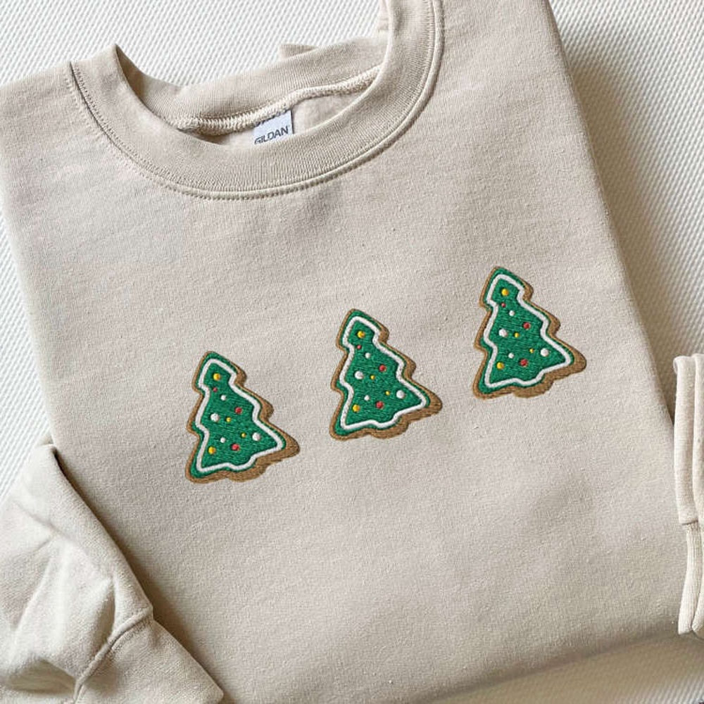 Embroidered Custom Sweatshirts, Embroidered Christmas Trees Cookies Sweatshirt, Gingerbread Cookies Sweatshirt, Xmas Gift, Christmas Gift