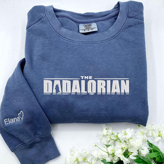 Embroidered Custom Sweatshirts, Embroidered Dadalorian Sweatshirt, Christmas Gift