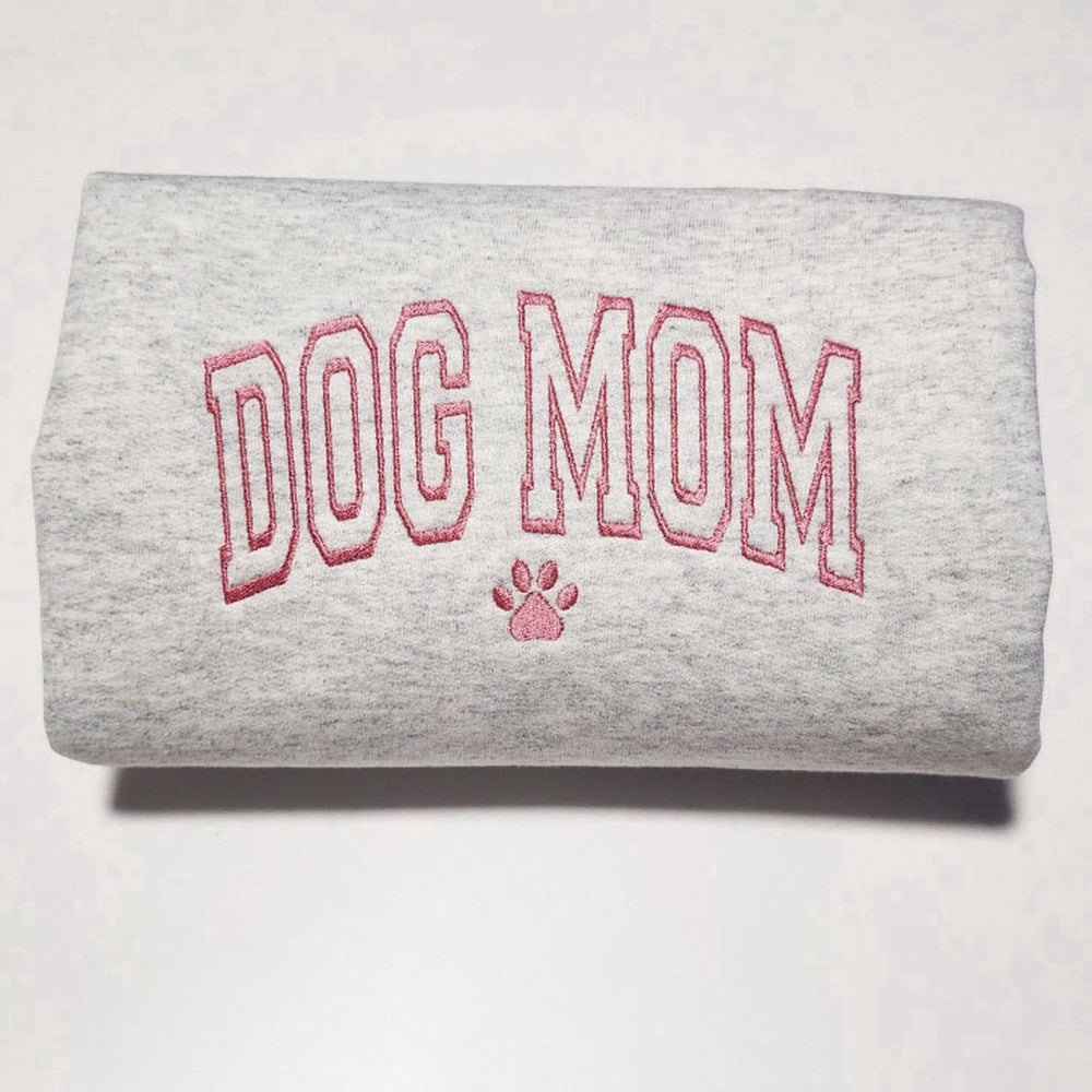 Embroidered Custom Sweatshirts, Embroidered Dog Mama Sweatshirt, Gift For Mother, Christmas Gift