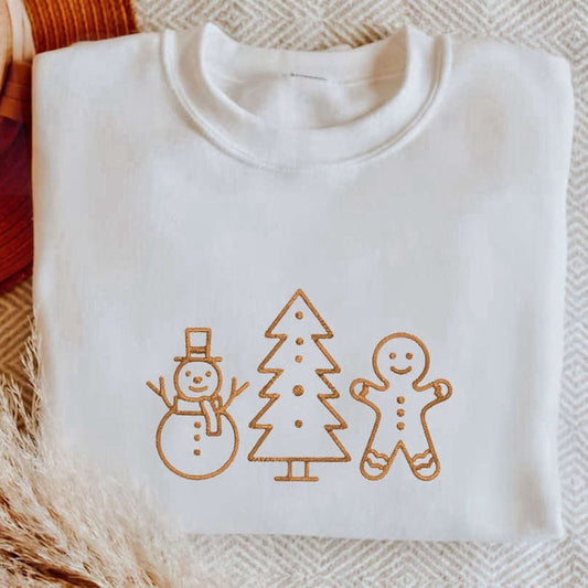 Embroidered Custom Sweatshirts, Embroidered Gingerbread Cookies Sweatshirt, Christmas Gift Embroidery Sweater, Christmas Gift