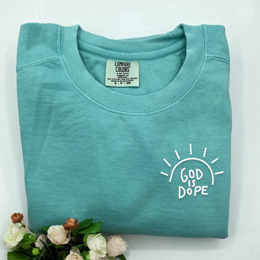 Embroidered Custom Sweatshirts, Embroidered God Is Dope Sweatshirt, Christmas Gift