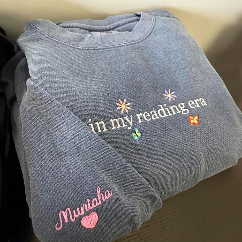 Embroidered Custom Sweatshirts, Embroidered In My Reading Era Sweatshirt, Christmas Gift