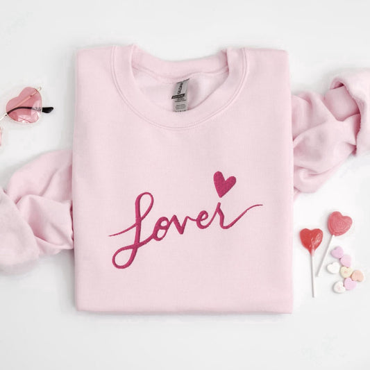 Embroidered Custom Sweatshirts, Embroidered Lover Sweater, Embroidered Lover Crewneck Sweatshirt Gift For Women, Christmas Gift