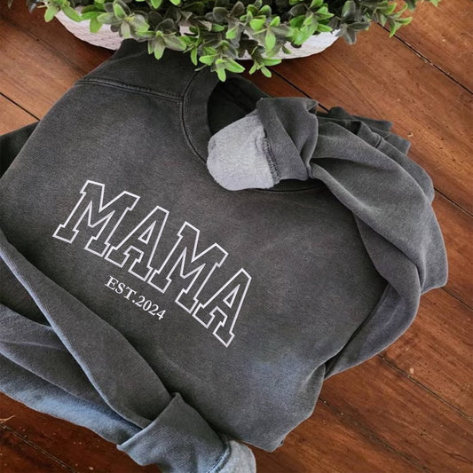 Embroidered Custom Sweatshirts, Embroidered Mama 2 Sweatshirt, Christmas Gift