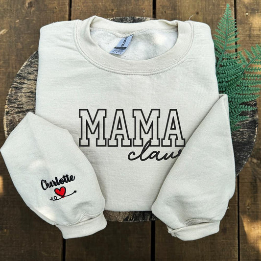 Embroidered Custom Sweatshirts, Embroidered Mama Claus Sweatshirt, Christmas Gift