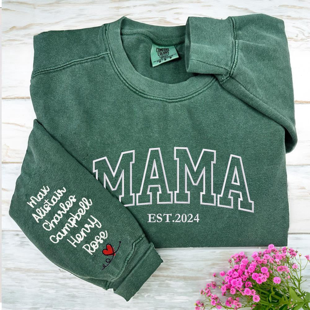 Embroidered Custom Sweatshirts, Embroidered Mama Sweatshirt, Christmas Gift