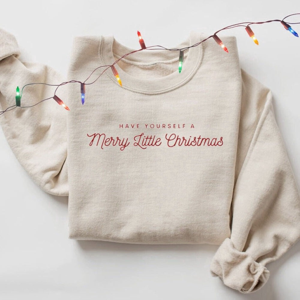 Embroidered Custom Sweatshirts, Embroidered Merry Christmas Sweatshirt, Merry And Bright Christmas Sweater For Family, Christmas Gift