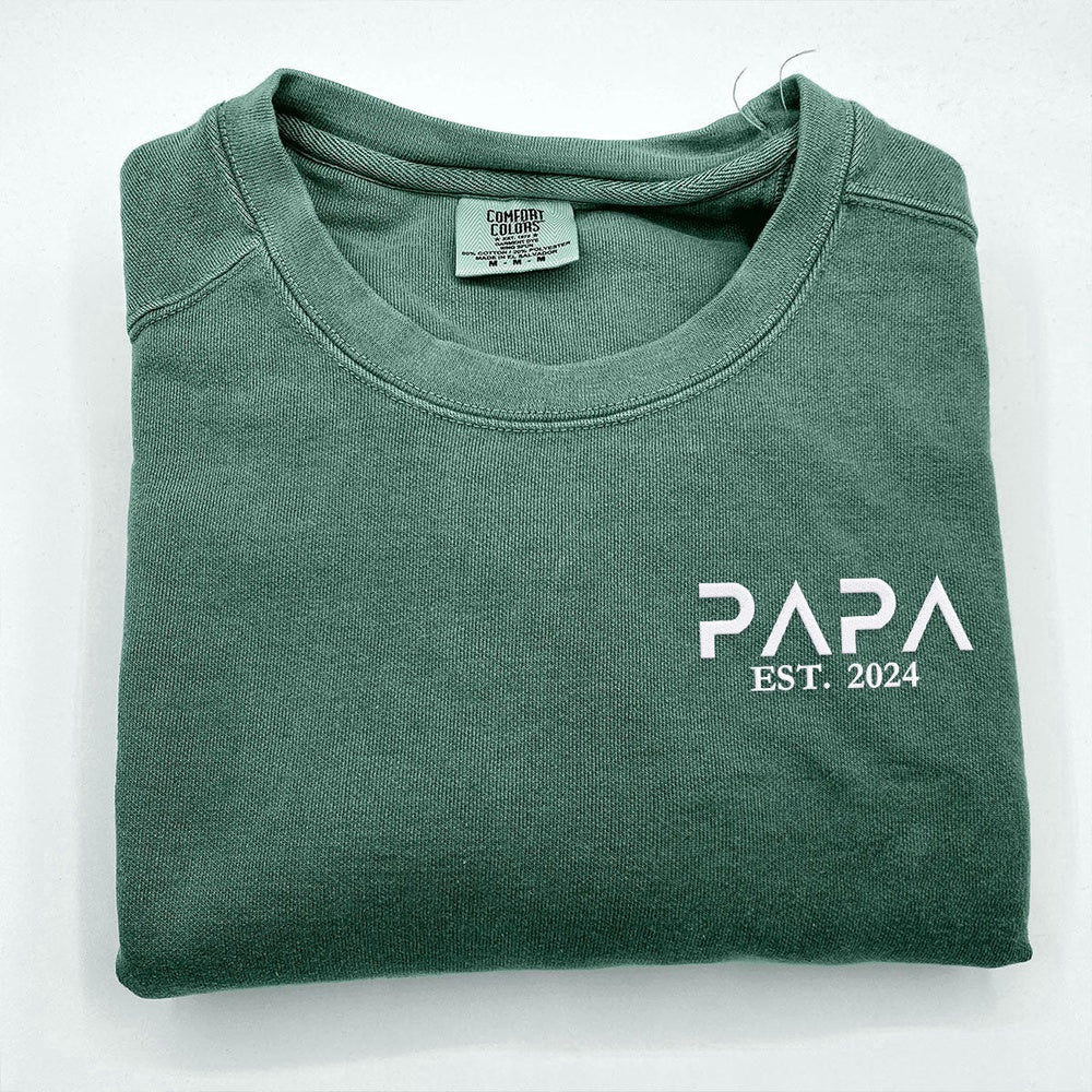 Embroidered Custom Sweatshirts, Embroidered Papa Sweatshirt, Christmas Gift