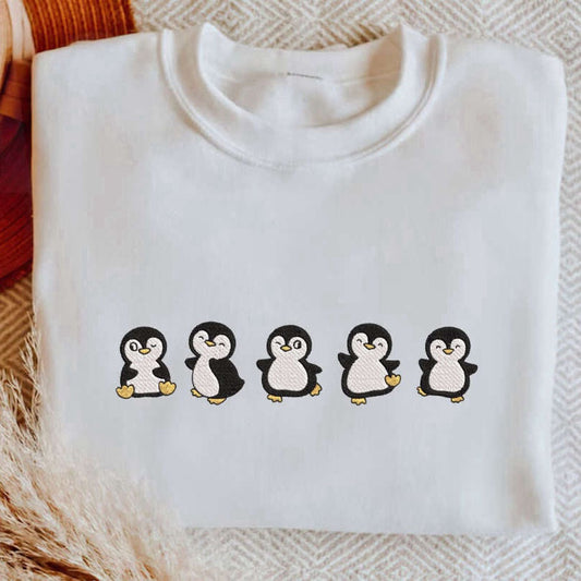 Embroidered Custom Sweatshirts, Embroidered Penguin Sweatshirt, Animal Crewneck, Gift For Penguin Lover, Christmas Gift