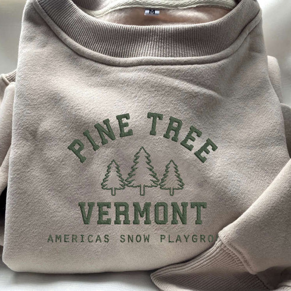 Embroidered Custom Sweatshirts, Embroidered Pine Tree Christmas Sweatshirt, Best Gift For Christmas 2024, Christmas Gift