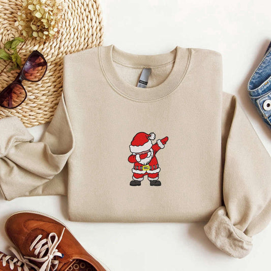 Embroidered Custom Sweatshirts, Embroidered Santa Sweatshirt For Christmas, Christmas Gift