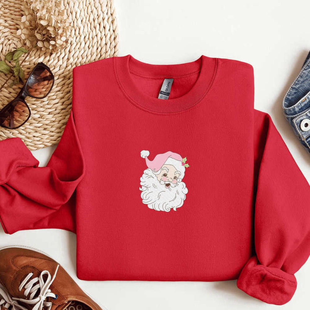 Embroidered Custom Sweatshirts, Embroidered Santa Sweatshirt For Family, Christmas Gift