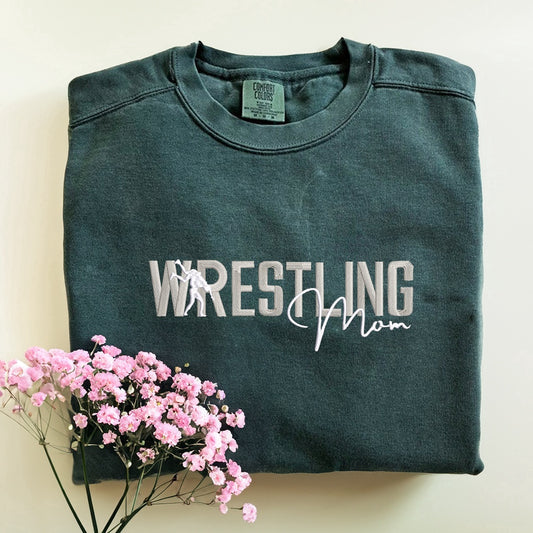 Embroidered Custom Sweatshirts, Embroidered Wrestling Mom Sweatshirt, Christmas Gift