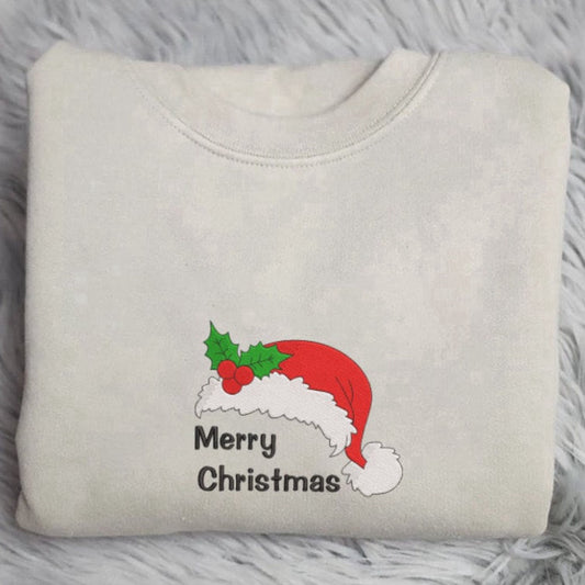 Embroidered Custom Sweatshirts, Embroidery Christmas Sweatshirt, Merry Christmas Sweatshirt, Gift For Christmas, Christmas Gift