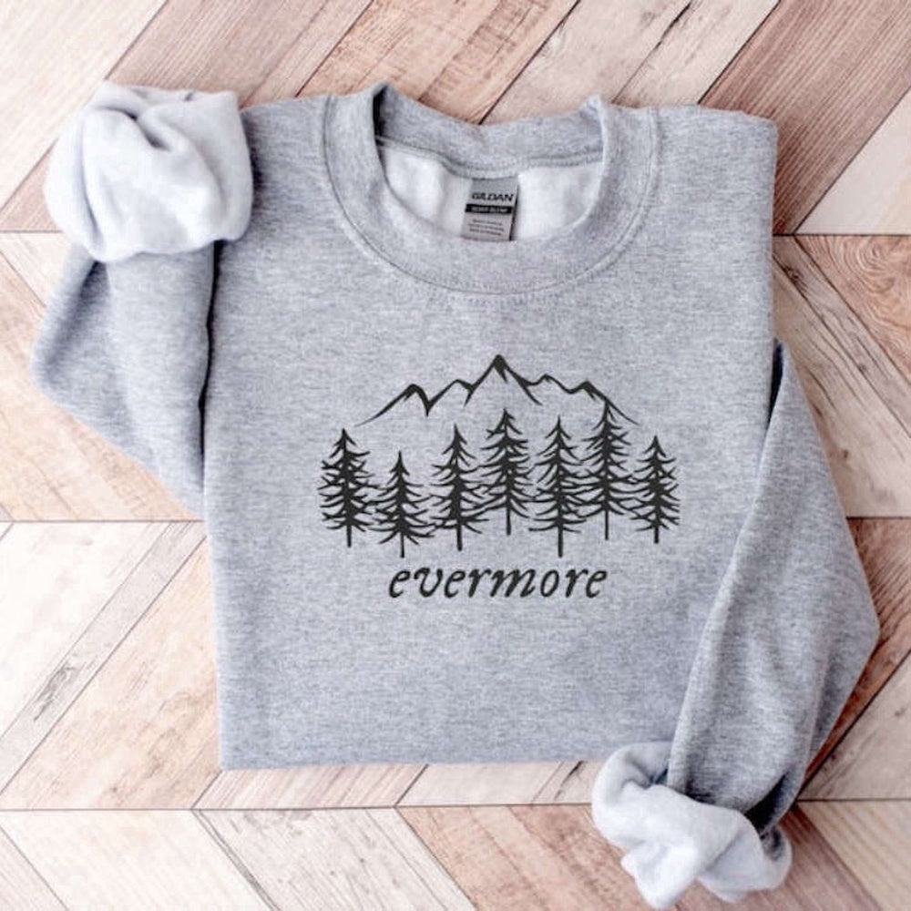 Embroidered Custom Sweatshirts, Evermore Embroidered Sweatshirt 2D Crewneck Sweatshirt Gift For Family, Christmas Gift