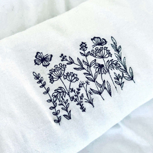 Embroidered Custom Sweatshirts, Floral Butterfly Plants Embroidered Sweatshirt 2D Crewneck Sweatshirt Gift For Family, Christmas Gift