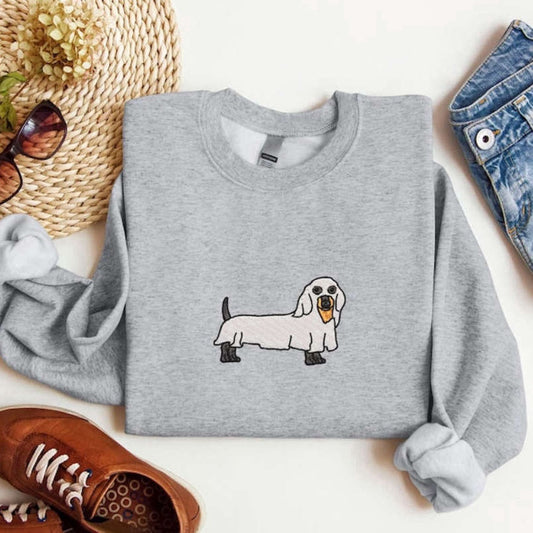 Embroidered Custom Sweatshirts, Ghost Dog Embroidered Sweatshirt 2D Crewneck Sweatshirt For Men And Women, Christmas Gift