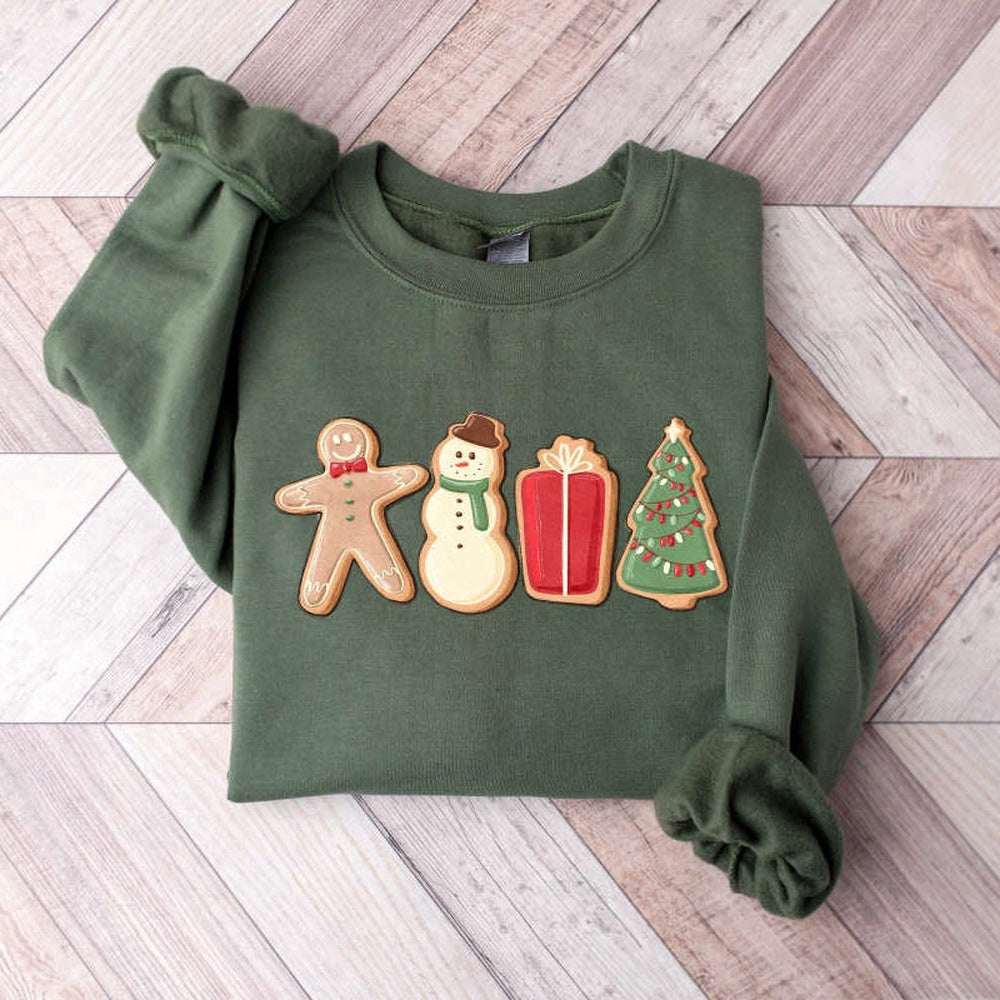 Embroidered Custom Sweatshirts, Gingerbread Cookies Sweatshirt, Christmas Matching Sweatshirt Gift For Christmas, Christmas Gift