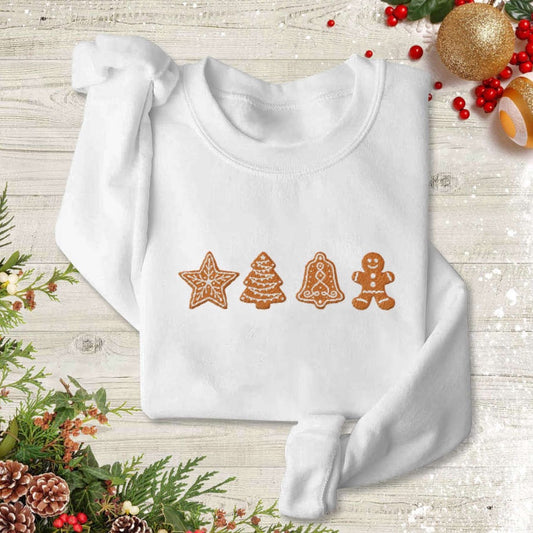 Embroidered Custom Sweatshirts, Gingerbread Embroiderd Sweatshirt, Gingerbread Cookies Embroidery, For Christmas, Christmas Gift