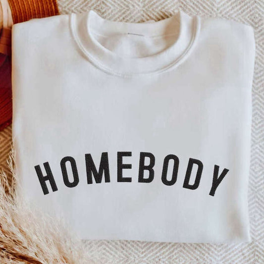 Embroidered Custom Sweatshirts, Homebody Embroidered Sweatshirt 2D Crewneck Sweatshirt For Family, Christmas Gift