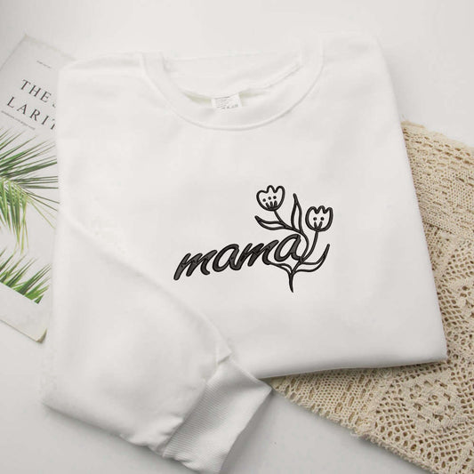 Embroidered Custom Sweatshirts, Mama Embroidered Sweatshirt, Embroidered Sweatshirt, Best Gift For Mother, Christmas Gift