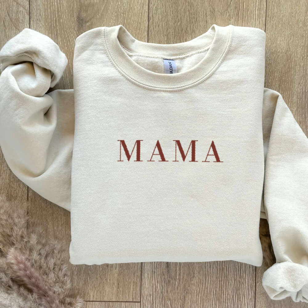 Embroidered Custom Sweatshirts, Mama Embroidered Sweatshirt Gift, Customized Embroidered Sweatshirt For Family, Christmas Gift