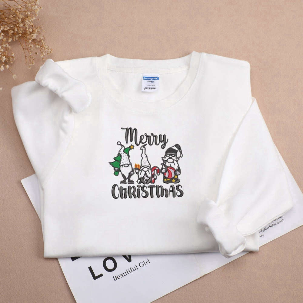 Embroidered Custom Sweatshirts, Merry Christmas Embroidered Sweatshirt 2D Crewneck Sweatshirt For Christmas, Christmas Gift