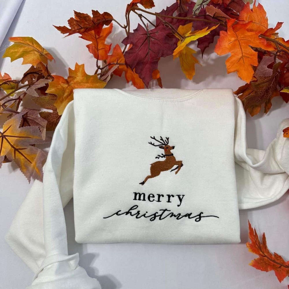 Embroidered Custom Sweatshirts, Merry Christmas Embroidered Sweatshirt Crewneck, Christmas Gift For Family, Christmas Gift