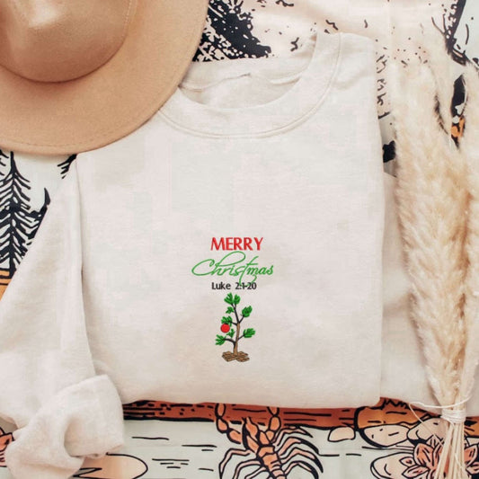 Embroidered Custom Sweatshirts, Mery Christmas Embroidery Sweatshirt, Luke Embroidery Sweatshirt For Family, Christmas Gift