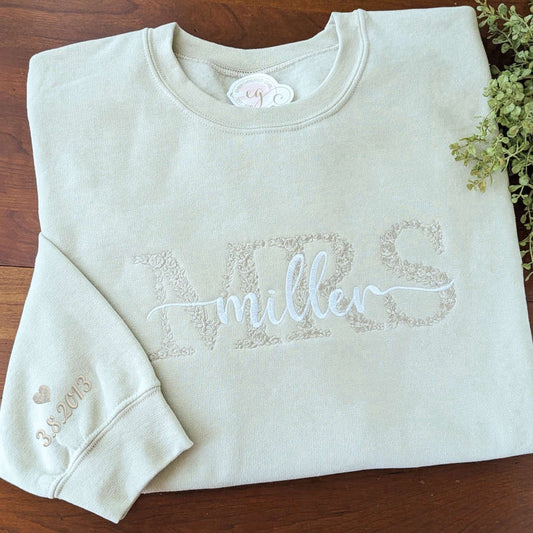 Embroidered Custom Sweatshirts, Mrs Embroidered Sweatshirt For Bride Gift Idea For Bride To Be Sweatshirt, Christmas Gift