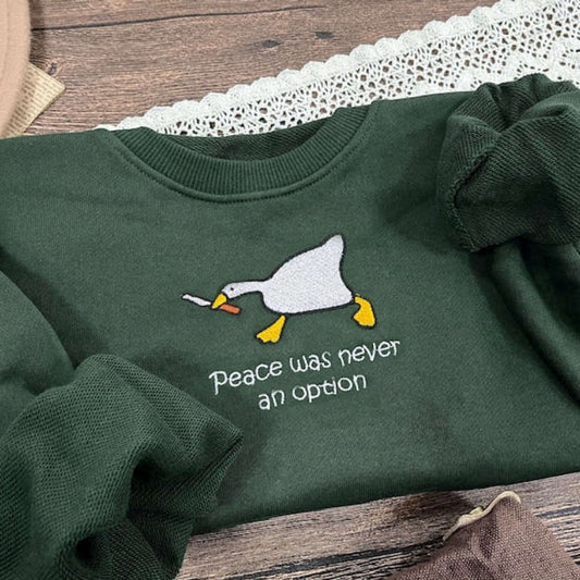 Embroidered Custom Sweatshirts, Murder Duck Embroidered Sweatshirt 2D Crewneck Sweatshirt For Women And Men, Christmas Gift