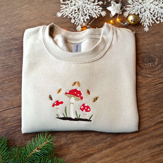 Embroidered Custom Sweatshirts, Mushroom Embroidered Sweatshirt, Mushroom Lovers Gift, Gifts For Mom, Christmas Gift