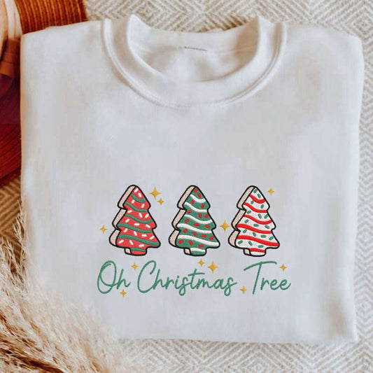 Embroidered Custom Sweatshirts, Oh Christmas Tree Embroidered Sweatshirt, Christmas Sweatshirt Gift For Family, Christmas Gift