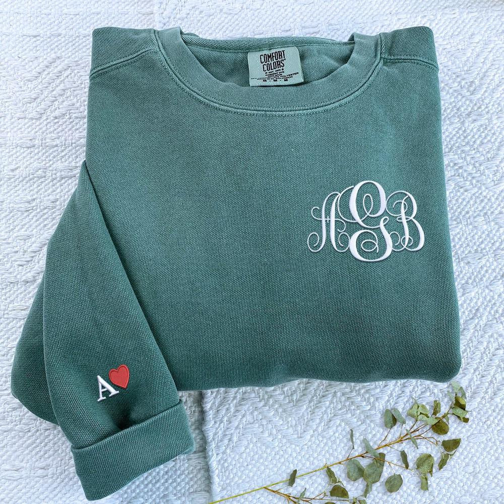 Embroidered Custom Sweatshirts, Personalized Embroidered Monogram Sweatshirt, Christmas Gift