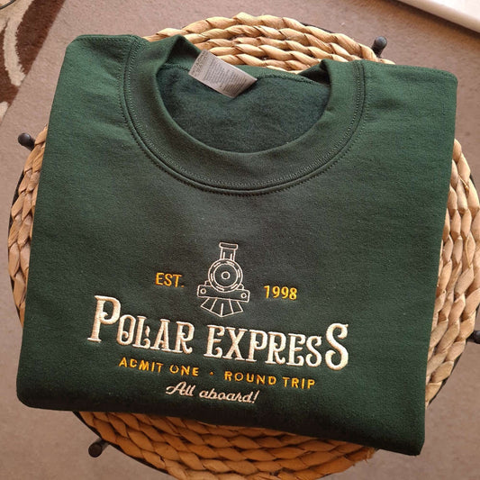 Embroidered Custom Sweatshirts, Polar Express Christmas Embroidered Sweatshirt, Best Gift For Christmas, Christmas Gift