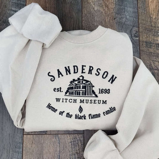 Embroidered Custom Sweatshirts, Sanderson Witch Museum Embroidered Sweatshirt 2D Crewneck Sweatshirt For Family, Christmas Gift