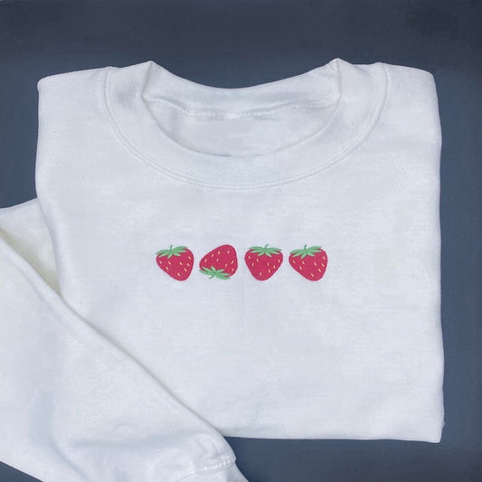 Embroidered Custom Sweatshirts, Strawberry Embroidered Sweatshirt Crewneck Sweatshirt Best Gift For Family, Christmas Gift