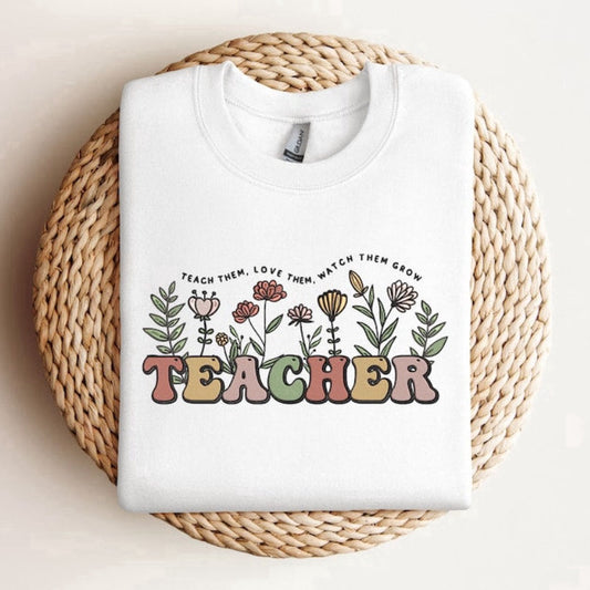 Embroidered Custom Sweatshirts, Teacher Embroidered Sweatshirt 2D Crewneck Sweatshirt For Men Women, Christmas Gift