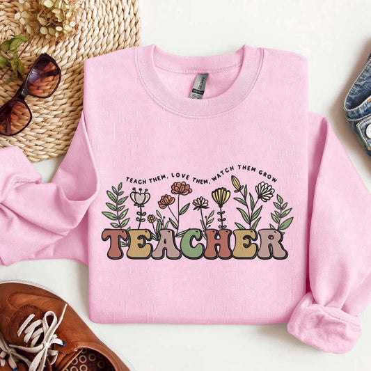 Embroidered Custom Sweatshirts, Teacher Embroidered Sweatshirt, Teacher Crewneck Sweatshirt Gift For Teacher, Christmas Gift